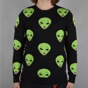 Rip N Dip We Outer Here cotton Sweater aliens unisex M L XL black new w tags